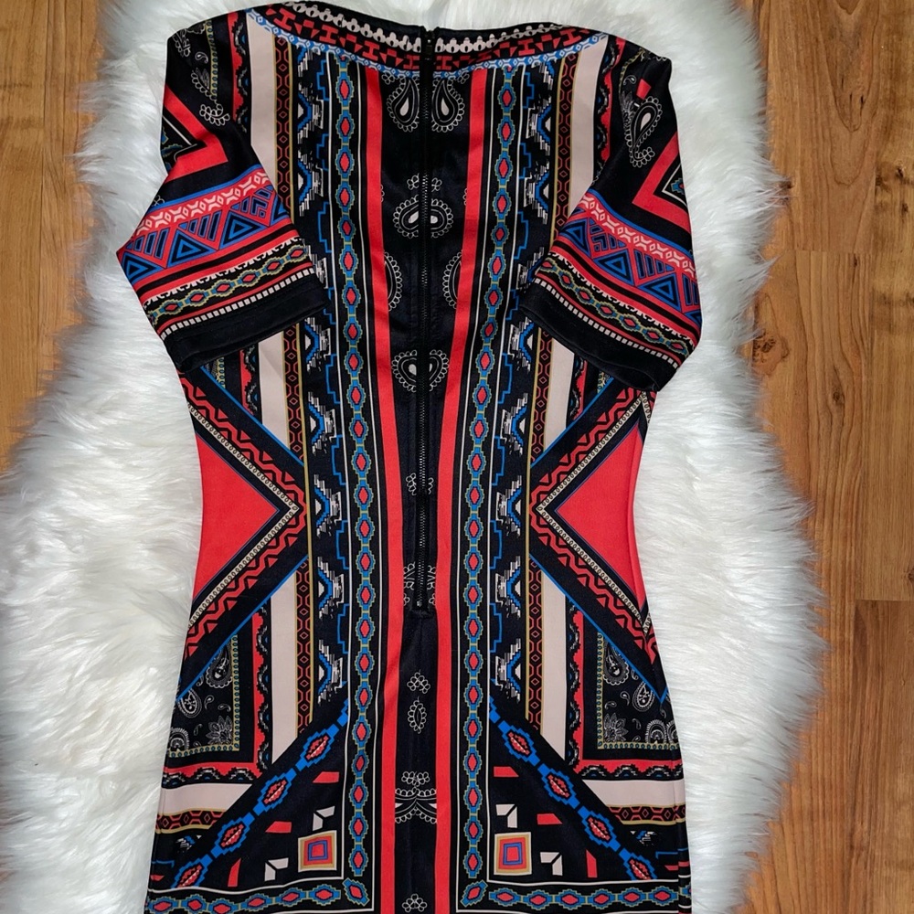 Multi Pattern Colorful Slim Fit Dress - image 2